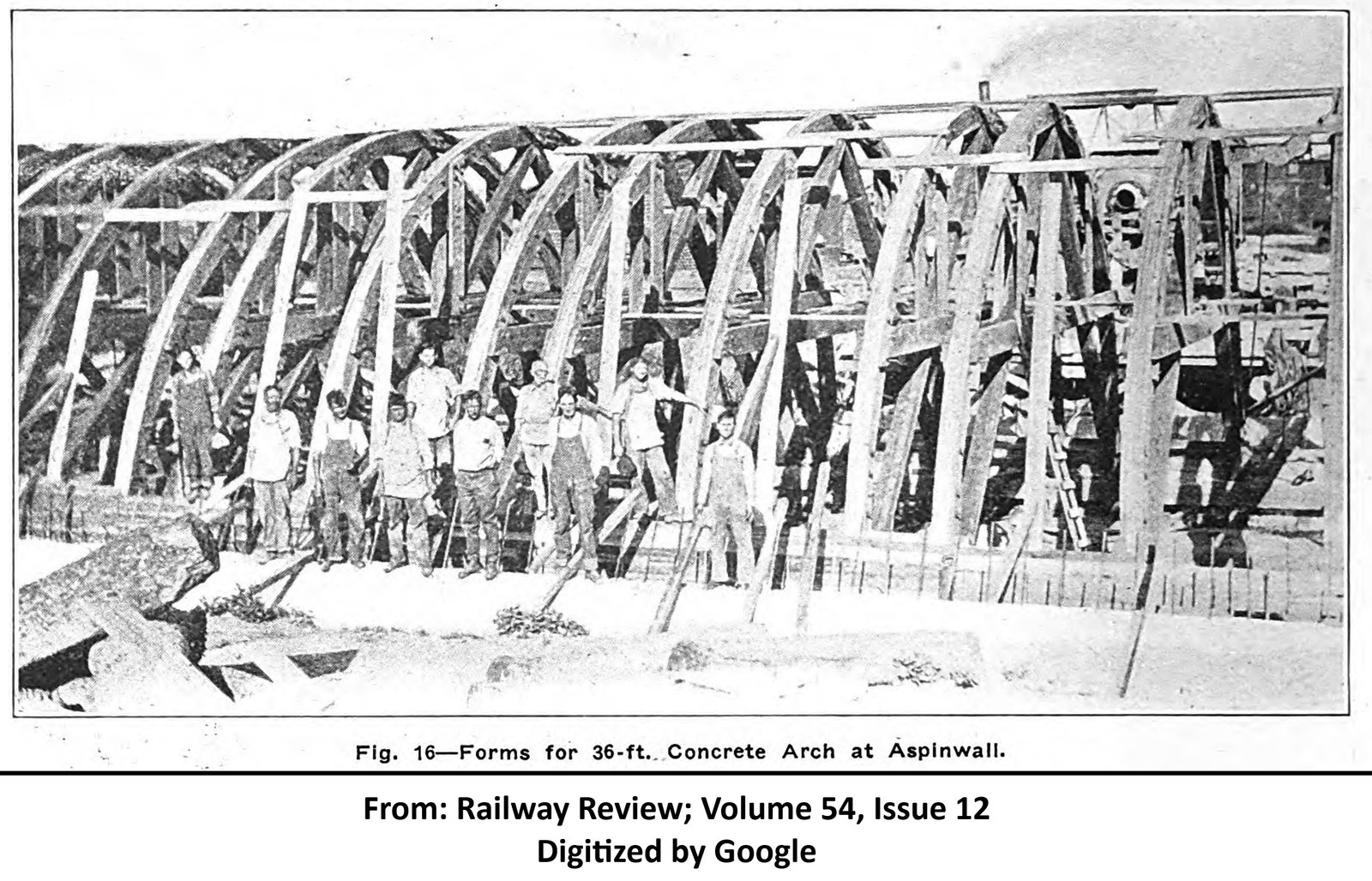 Photo showing construction of bridge